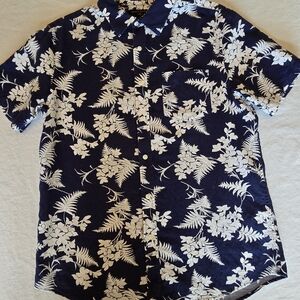 Banana Republic Navy and White Floral Button Down Shirt